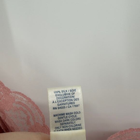 Y2K Old Navy Lace trim 100% Silk Cami Tank Top - Mauve - Small - Picture 4 of 7